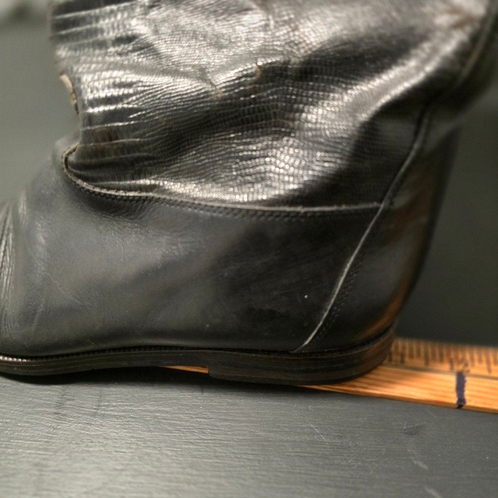 Black Leather Cowboy Boots Women's Western Tall Riding Boots‎ Pointed Toe - Picture 13 of 15
